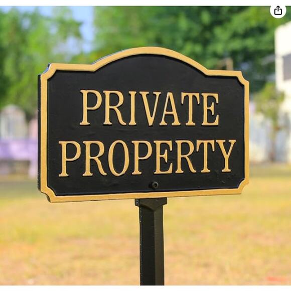 One “Private Property” GardenBoss Statement Plaque/Sign with 21 inch Lawn Stake - Picture 2 of 4